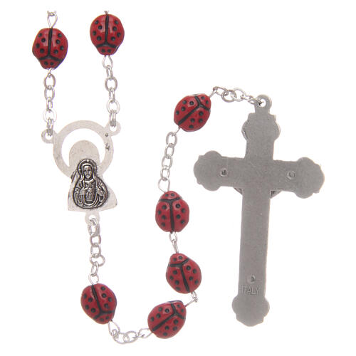Glass rosary ladybug red beads 8 mm 2
