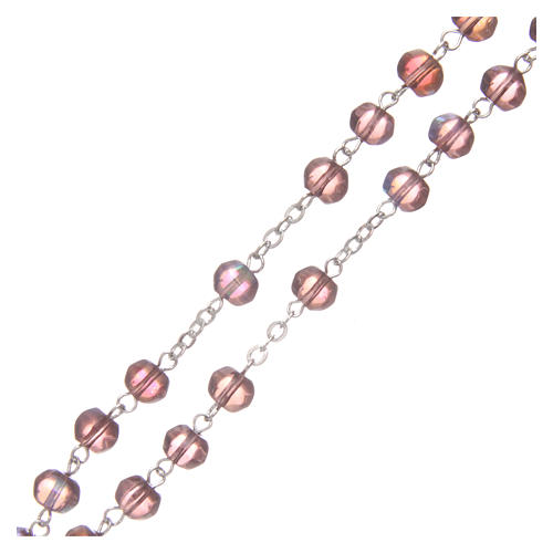 Semi-crystal amethyst rosary 6 mm with metal thread 3