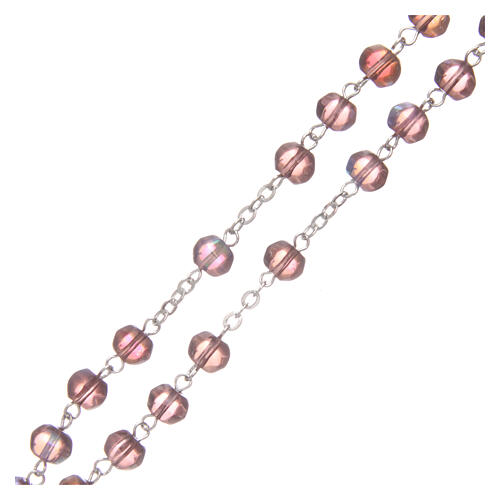 Rosary semi-crystal amethyst color beads 6 mm metal chain 3