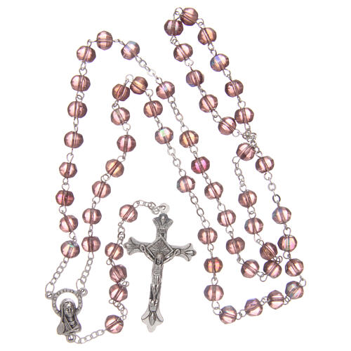 Rosary semi-crystal amethyst color beads 6 mm metal chain 4
