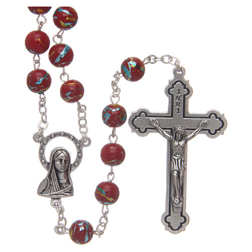Glass rosary round red beads 7 mm 1