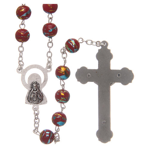 Glass rosary round red beads 7 mm 2