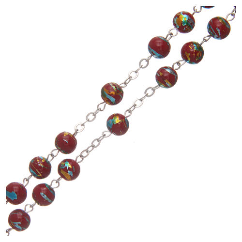 Glass rosary round red beads 7 mm 3