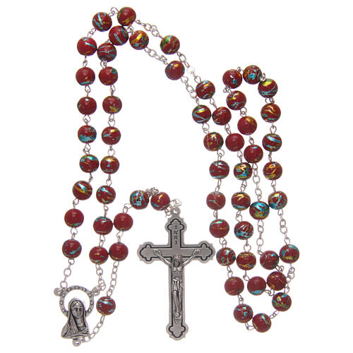 Glass rosary round red beads 7 mm 4