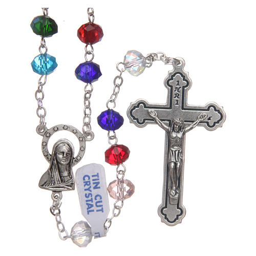 Rosary in glass, multicolour 5 mm beads 1