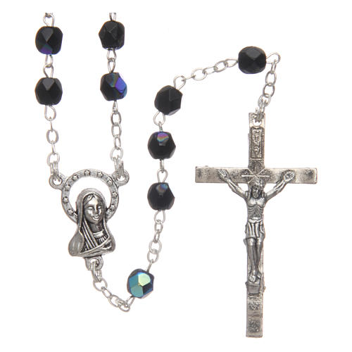 Rosary in glass, opalescent black 2 mm grains 1