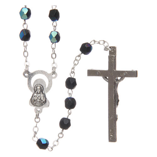 Rosary in glass, opalescent black 2 mm grains 2