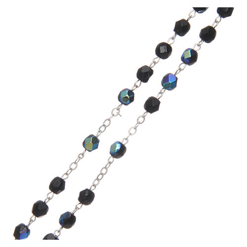 Rosary in glass, opalescent black 2 mm grains 3