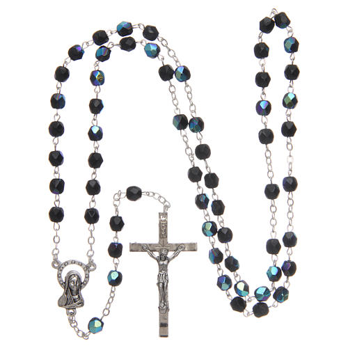 Rosary in glass, opalescent black 2 mm grains 4