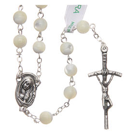 Rosary in genuine Mother of Pearl, round 6 mm beads