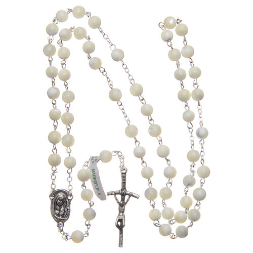 Rosary in genuine Mother of Pearl, round 6 mm beads 4