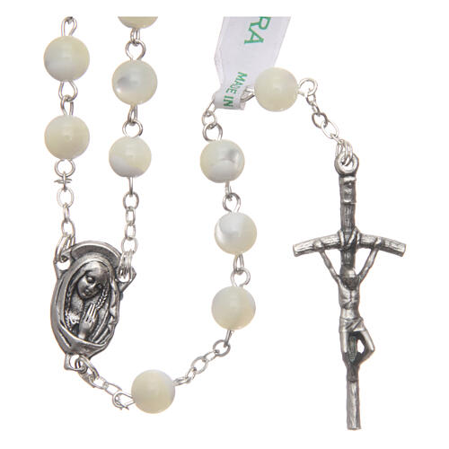 Rosary real mother-of-pearl round pearls 6 mm 1