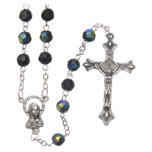 Rosary in glass, opalescent black 6 mm beads 1