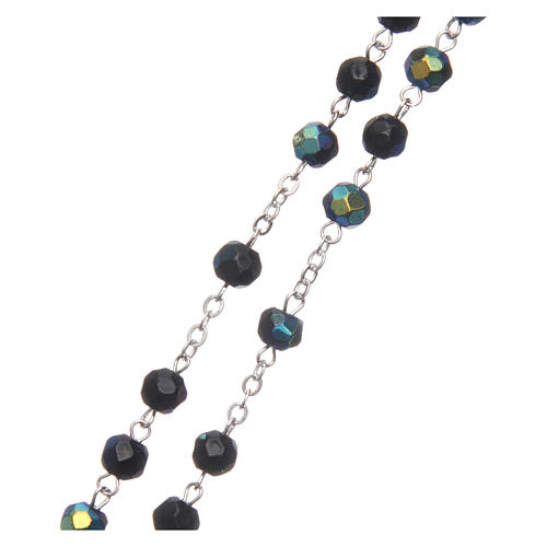 Rosary in glass, opalescent black 6 mm beads 3