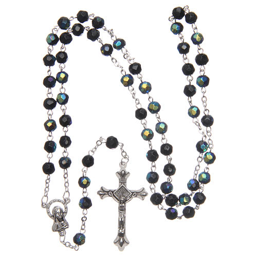 Rosary in glass, opalescent black 6 mm beads 4