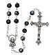 Rosary semi-crystal iridescent black beads 6 mm metal chain s1