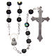 Rosary semi-crystal iridescent black beads 6 mm metal chain s2