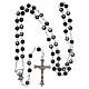 Rosary semi-crystal iridescent black beads 6 mm metal chain s4