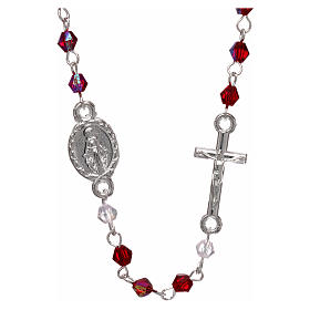 Chapelet collier semi-cristal 3 mm ovale rouge iridescent