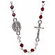 Rosary necklace semi-crystal oval beads 3 mm iridescent red s1