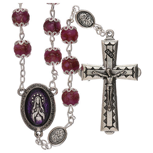 Rosary of Our Lady praying, violet glass 6 mm 1