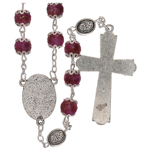 Rosary of Our Lady praying, violet glass 6 mm 2