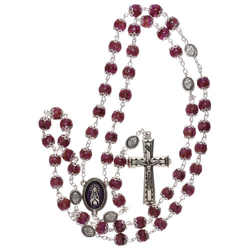 Rosary of Our Lady praying, violet glass 6 mm 4