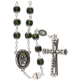 Our Lady of Guadalupe rosary, green glass 6 mm
