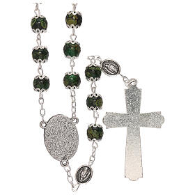 Our Lady of Guadalupe rosary, green glass 6 mm