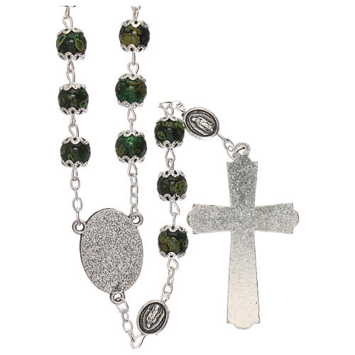 Our Lady of Guadalupe rosary, green glass 6 mm 2