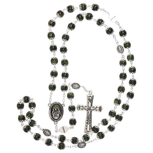 Our Lady of Guadalupe rosary, green glass 6 mm 4