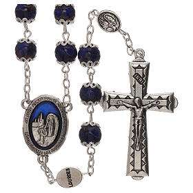Our Lady of Lourdes rosary, blue glass 6 mm