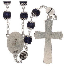 Our Lady of Lourdes rosary, blue glass 6 mm