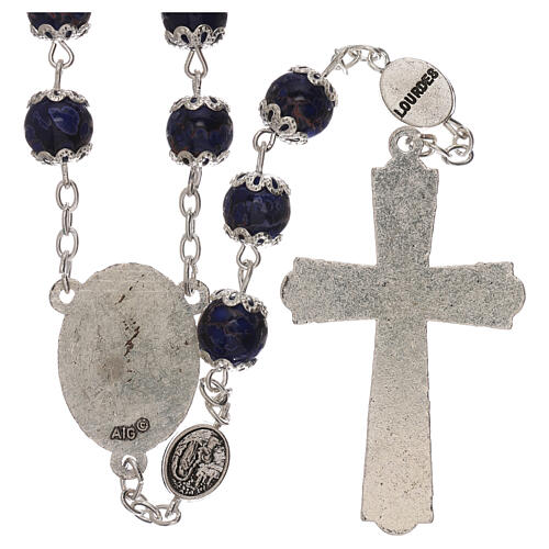 Our Lady of Lourdes rosary, blue glass 6 mm 2