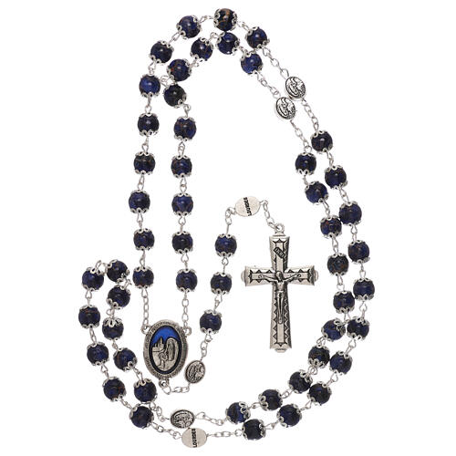 Our Lady of Lourdes rosary, blue glass 6 mm 4