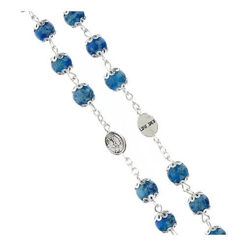 Rosario Madonna di Lourdes vetro blu 6 mm 3