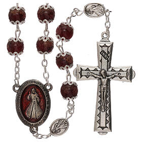 Our Lady of Miracles rosary, red glass 6 mm