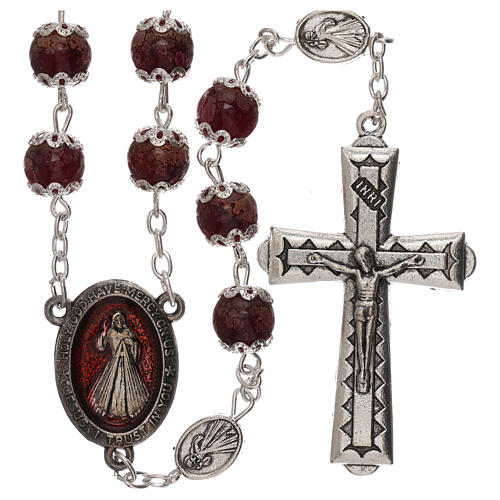 Our Lady of Miracles rosary, red glass 6 mm 1