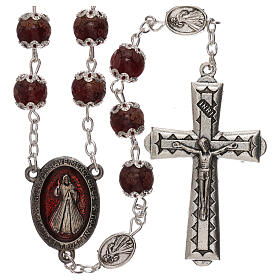 Terço Cristo Misericordioso vidro vermelho 6 mm