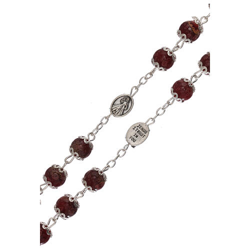 Divine Mercy rosary red glass 6 mm 3