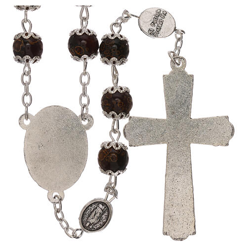 Rosary with detail of St Benedict's cross, brown glass 6 mm 2