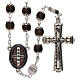 Rosary with detail of St Benedict's cross, brown glass 6 mm s1