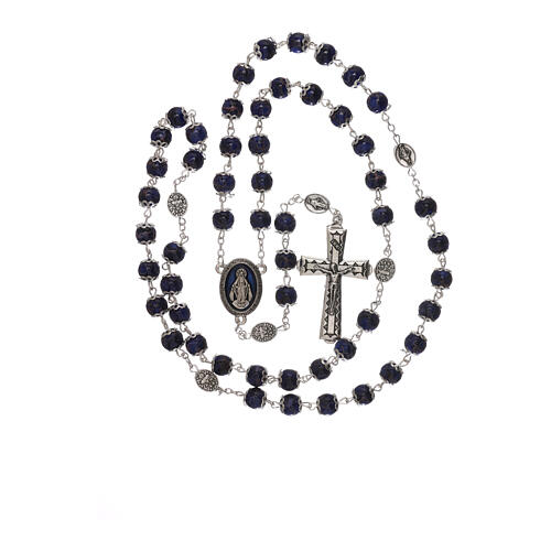 Our Lady of Miracles rosary, blue glass 6 mm 4