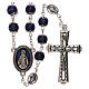 Our Lady of Miracles rosary, blue glass 6 mm s1