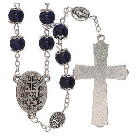 Rosario Madonna Miracolosa vetro blu 6 mm