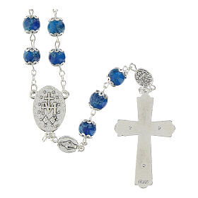 Miraculous Medal rosary blue glass 6 mm
