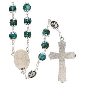 St. Michael's rosary in turquoise glass 6 mm