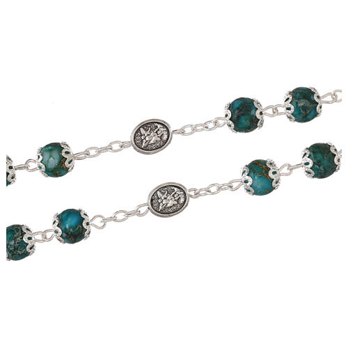 St. Michael's rosary in turquoise glass 6 mm 4