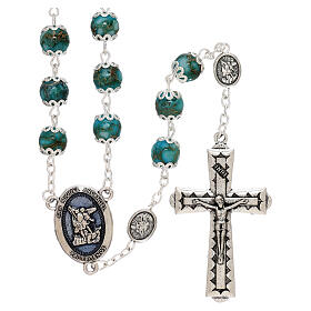 Saint Michael rosary turquoise color glass 6 mm