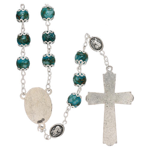 Saint Michael rosary turquoise color glass 6 mm 2
